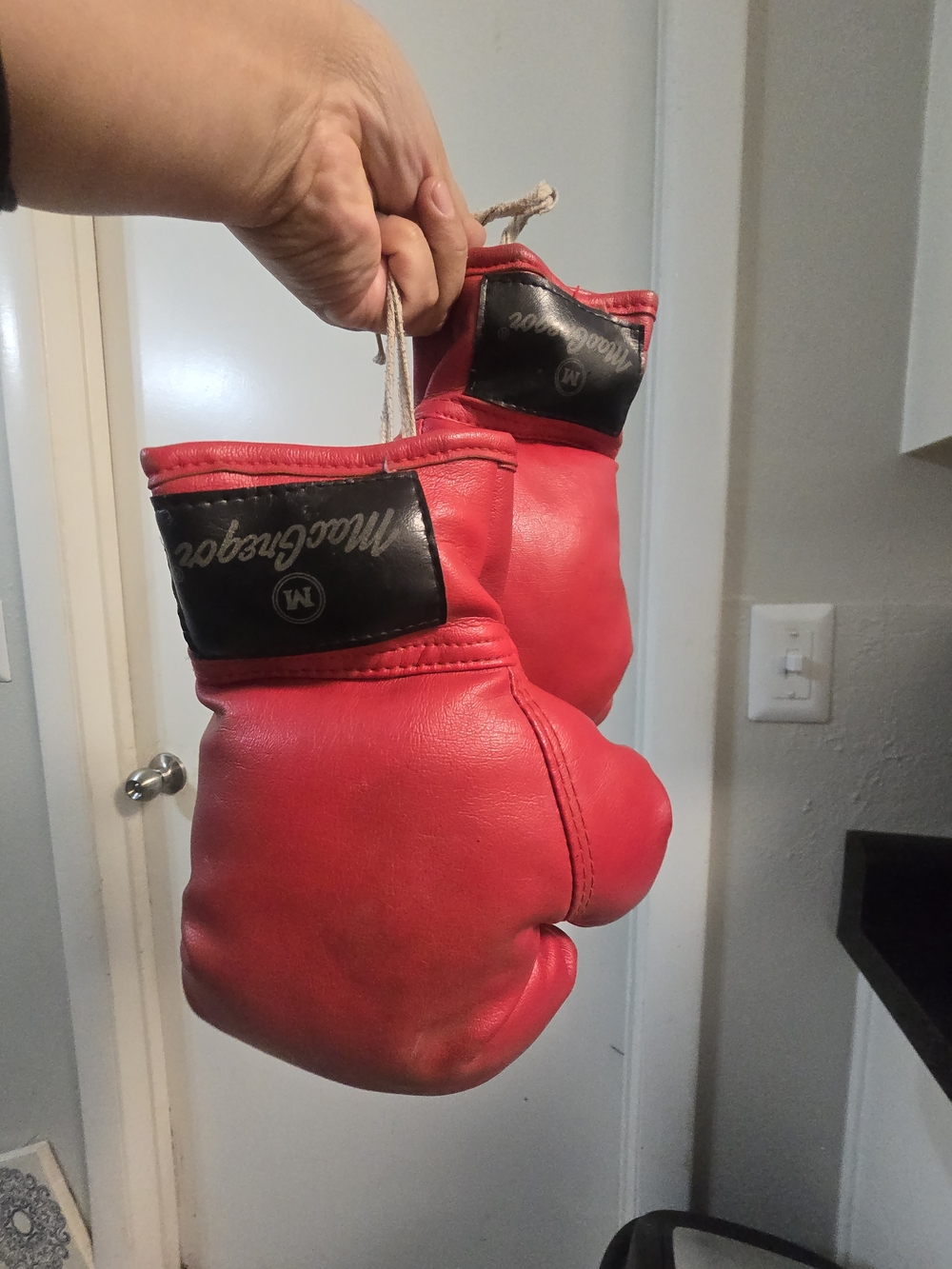 Rare McGregor Red Leather Boxing Gloves